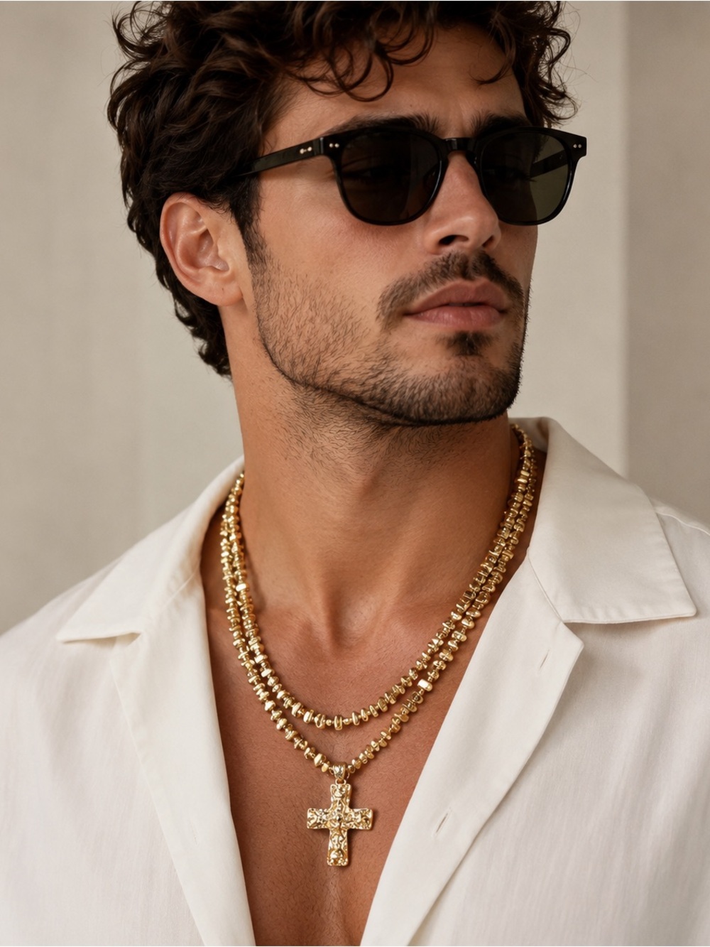 Gold-Tone Layered Cross Necklace Set